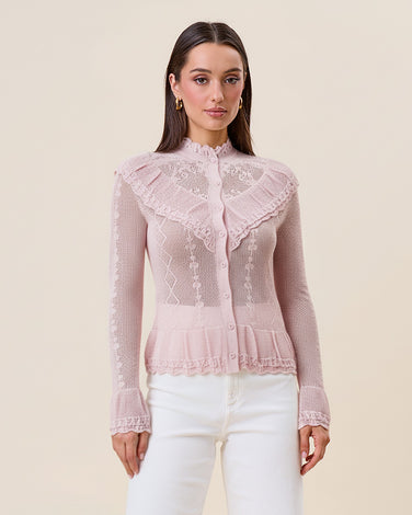 Openwork button knit top