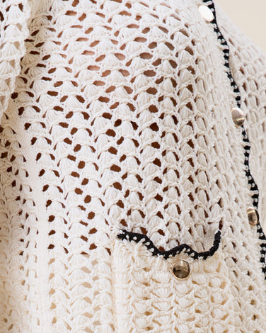 Openwork contrast knit cardigan