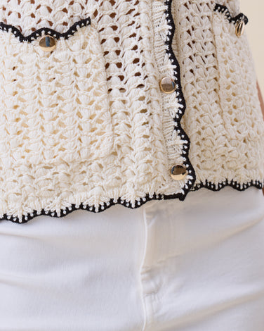 Contrast open knit vest