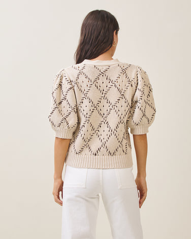 Diamond textured half sleeve cardigan