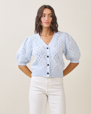 Diamond textured half sleeve cardigan