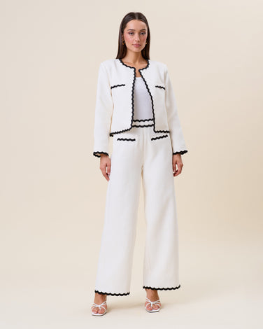 Contrast scalloped pants