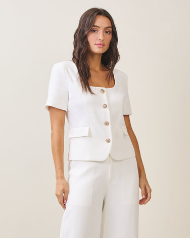 Squareneck button top