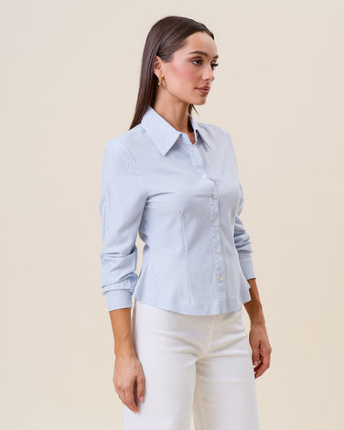 Striped fit & flare blouse