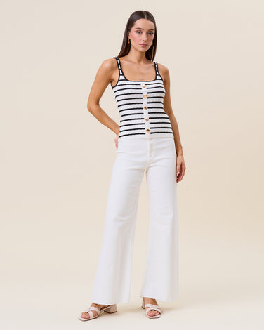 Striped button knit cami top