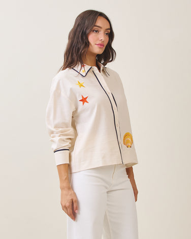 Embroidered linen shirt