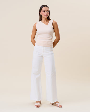 Asymmetric v-neck sleeveless top