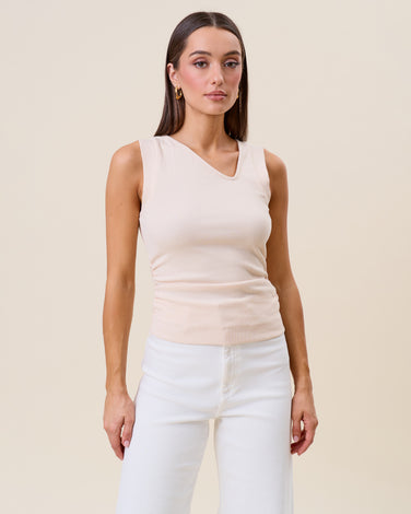 Asymmetric v-neck sleeveless top