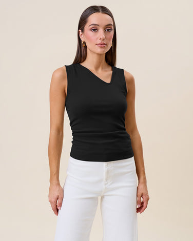 Asymmetric v-neck sleeveless top