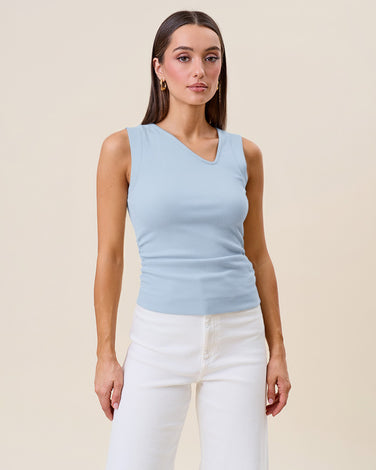 Asymmetric v-neck sleeveless top