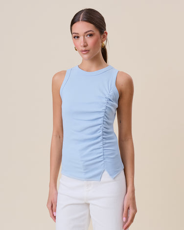 Ruched side split ribbed top
