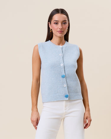 Shell button knit vest