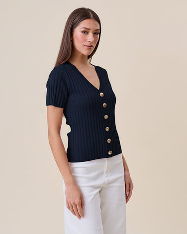 Short sleeve v-neck cardigan