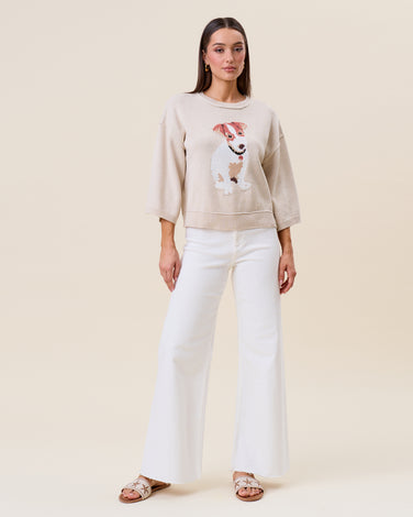 3/4 sleeve dog sweater