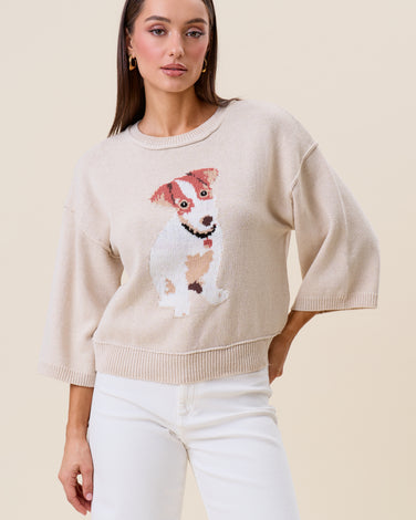 3/4 sleeve dog sweater
