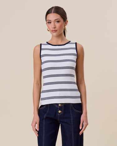 Stiped sleeveless knit top