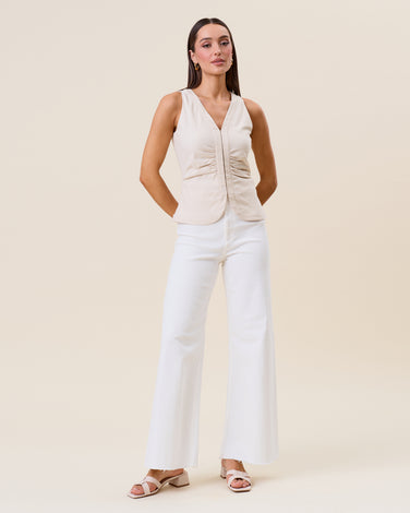 Sleeveless shirred top