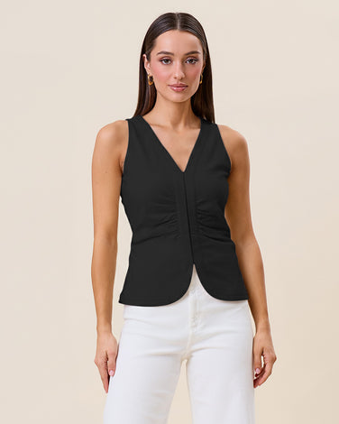 Sleeveless shirred top