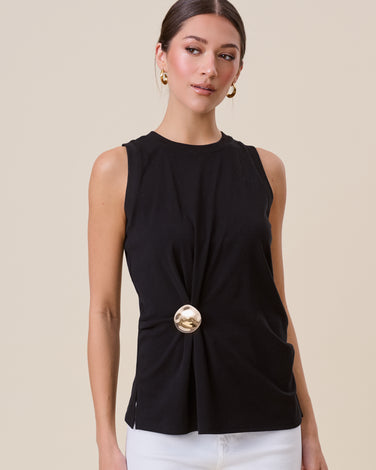 Gathered gold brooch top