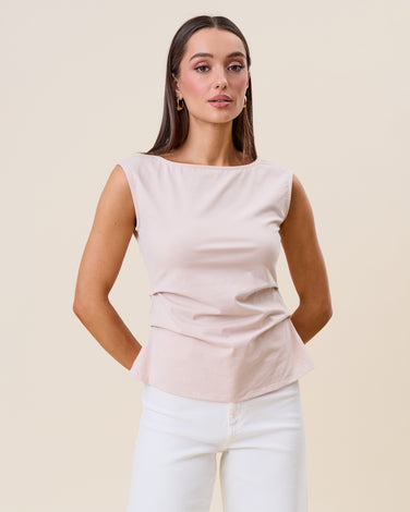 Side pleated sleeveless top