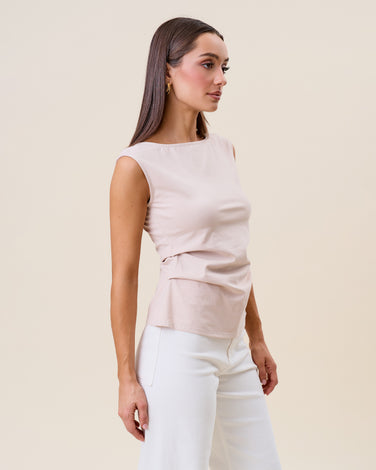 Side pleated sleeveless top