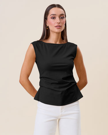 Side pleated sleeveless top