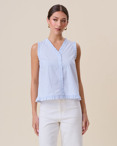 Striped ruffle blouse