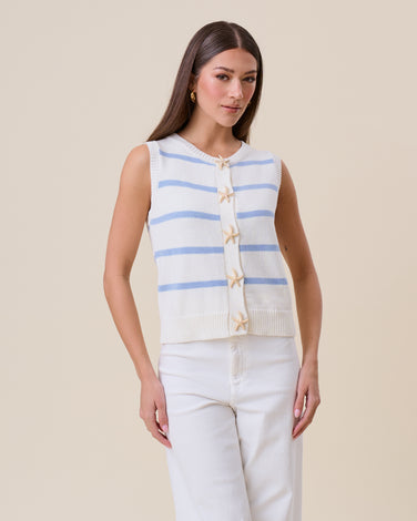 Starfish button striped knit vest
