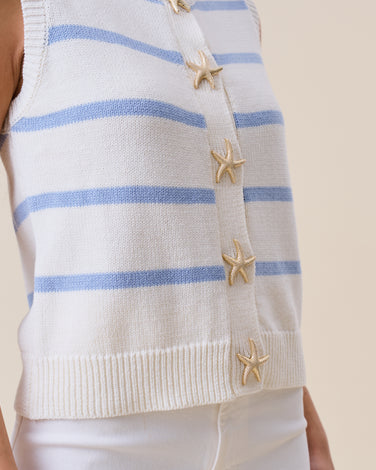 Starfish button striped knit vest