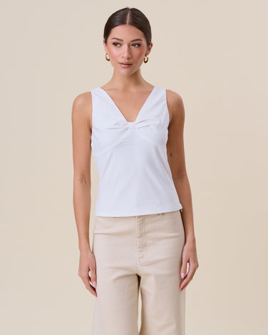 Bow v-neck sleeveless top