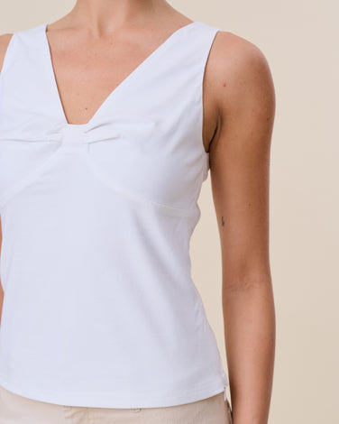 Bow v-neck sleeveless top