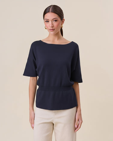 Boatneck half sleeve sweater