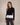 Contrast Peplum Hem Sweater Top With Gold Button