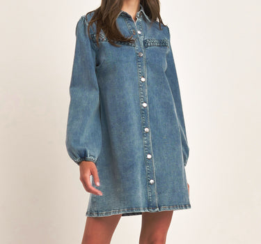 Front Braid Detailed Mini Denim Dress 6Pcs