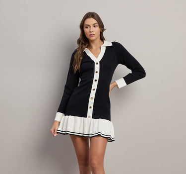 Two-Tone Mini Sweater Dress