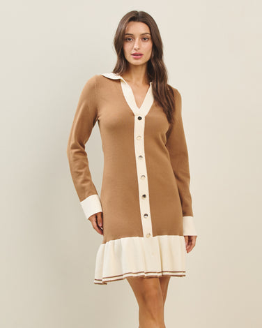 Two-Tone Mini Sweater Dress