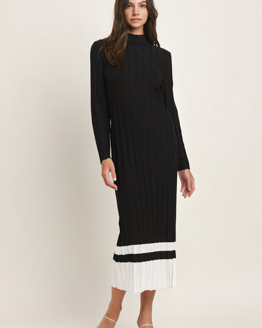 Colorblock Mock Neck Sweater Dress