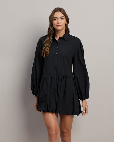 Bubble Hem Mini Shirt Dress