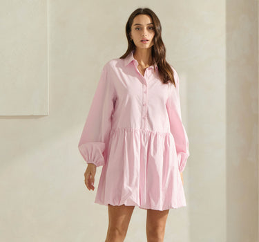 Bubble Hem Mini Shirt Dress