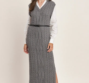 Cable-knit Layered Sweater Dress 6Pcs