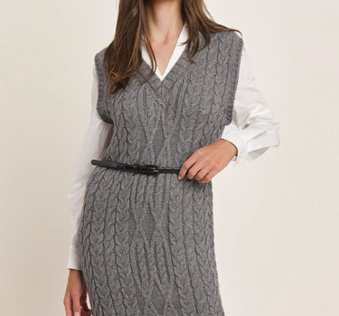 Cable-knit Layered Sweater Dress 6Pcs