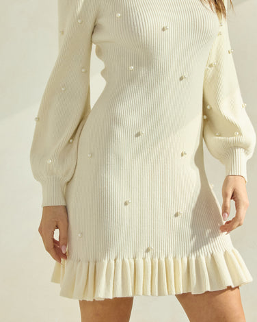 Pearl Embellished Knit Dress