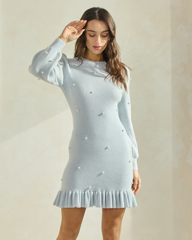 Pearl Embellished Knit Dress