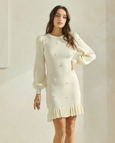 Pearl Embellished Knit Dress