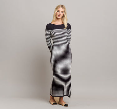 Boatneck Striped Maxi Dress