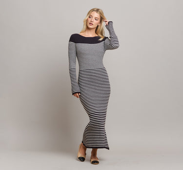 Boatneck Striped Maxi Dress