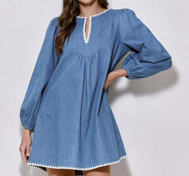 Contrast Stitch Denim Mini Dress