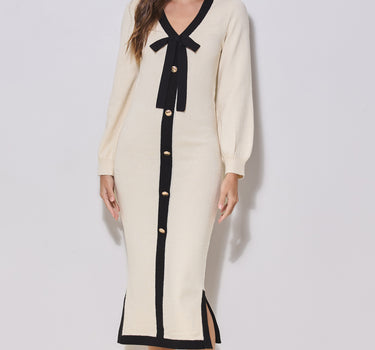 Contrast Bow Maxi Sweater Dress