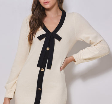 Contrast Bow Maxi Sweater Dress