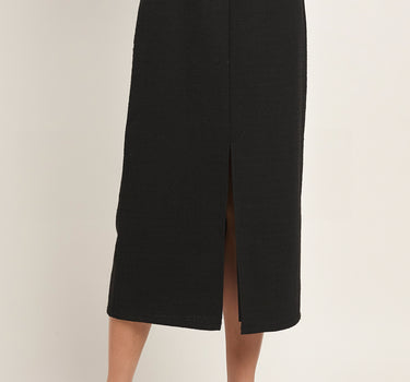 Boucle Tweed Midi Skirt with Front Slit